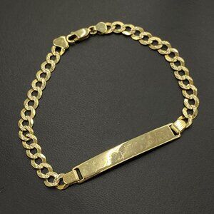 10K Yellow Gold Mens ID Curb Bracelet 8.5" Personalized Custom Jewelry Pulsera
